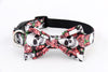 Skulls & Roses Dog Collar with Removable Matching Bow Tie